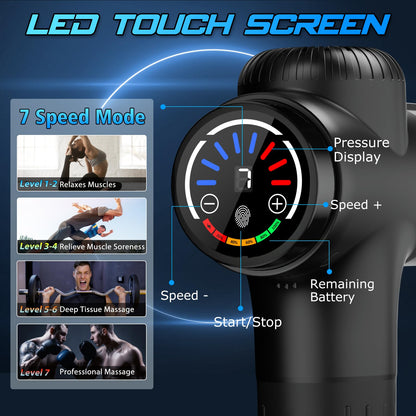 TOLOCO Massage Gun Deep Tissue, Percussion Massage Gun with 10 Replacement Heads, Super Quiet Portable Electric Massager for Athletes, Relax, Black - My Store