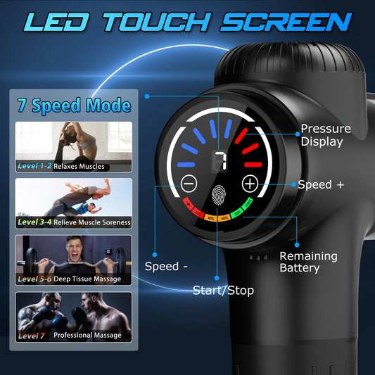 TOLOCO Massage Gun Deep Tissue, Percussion Massage Gun with 10 Replacement Heads, Super Quiet Portable Electric Massager for Athletes, Relax, Black - My Store