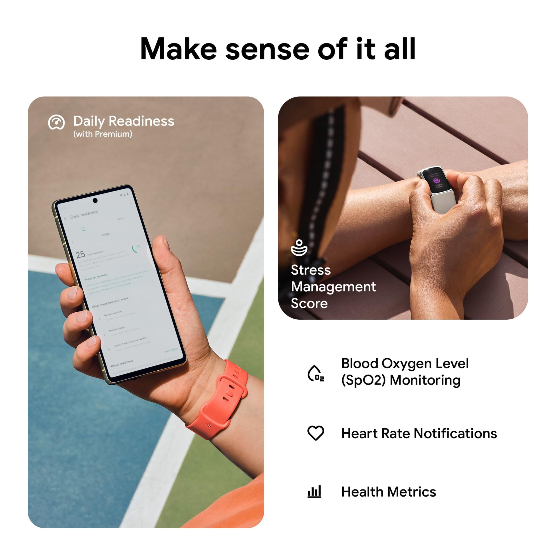 Fitbit Charge 6 Fitness Tracker with Google apps, Heart Rate on Exercise Equipment, 6-Months Premium Membership Included, GPS, Health Tools and More, Obsidian/Black, One Size (S & L Bands Included) - My Store