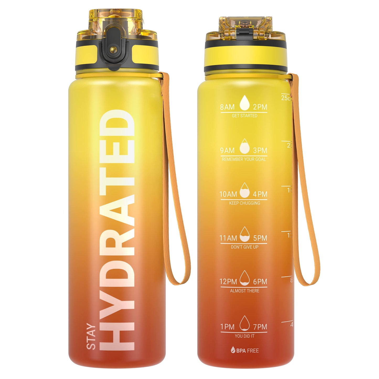 Sahara Sailor Water Bottle, 32/25/17oz Durable and Leakproof Water Bottles Motivational with Time Marker, Tritan, BPA Free, Wide Mouth with Easy Clean Brush for Gym, Travel, School, Office (1 Bottle) - My Store