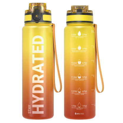 Sahara Sailor Water Bottle, 32/25/17oz Durable and Leakproof Water Bottles Motivational with Time Marker, Tritan, BPA Free, Wide Mouth with Easy Clean Brush for Gym, Travel, School, Office (1 Bottle) - My Store