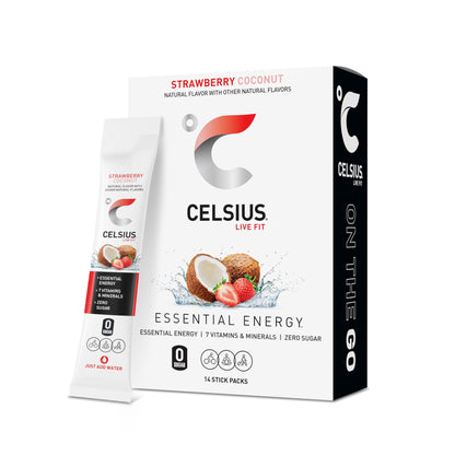 CELSIUS On-the-Go Powder Stick Zero Sugar (14 Sticks per Pack), Orange, 2.60 Oz