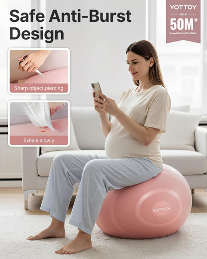 YOTTOY Anti-Burst Exercise Ball for Working Out, Yoga & Pregnancy, Extra Thick Workout Ball for Physical Therapy & Fitness - My Store