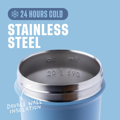 BlenderBottle Strada Shaker Cup Insulated Stainless Steel Water Bottle with Wire Whisk, 24-Ounce, Black - My Store