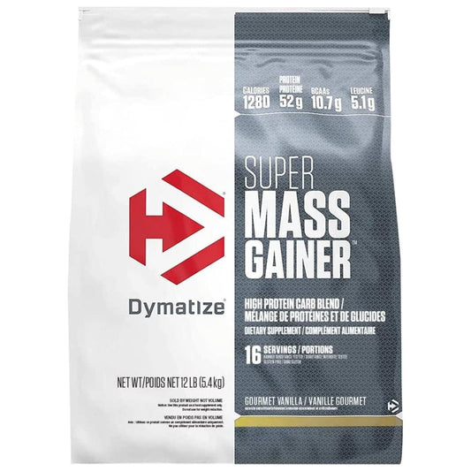 Dymatize Super Mass Gainer Protein Powder, Gourmet Vanilla, 52g Protein, 1g Creatine, 1280 Calories, 10.7g BCAAs, 245g Carbs, Contains Whey Protein Powder, Isolate, and Casein (8 Servings)