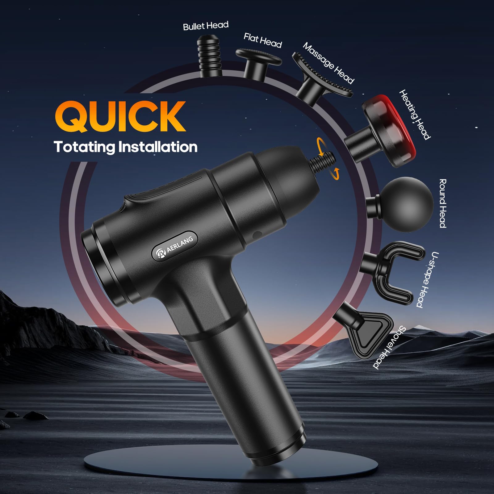 AERLANG Massage Gun with Heat Deep Tissue Back Massager Neck Massager for Pain Relief,Muscle Percussion Massage Gun, Birthday Gifts for Men Women Dad him Handheld Message Gun with 7Heads&Silent - My Store