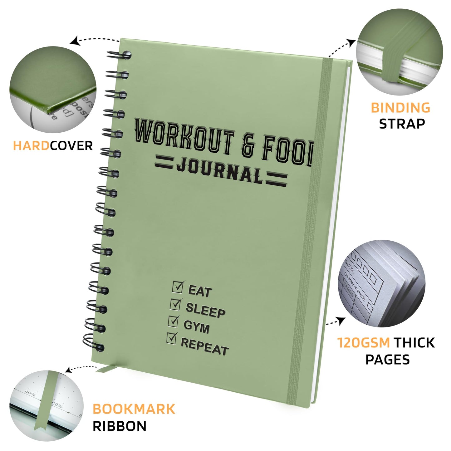 Nextnoid Hardcover Fitness Journal Workout Planner for Men & Women - A5(5.7" x 8.3") Sturdy Workout Log Book to Track Gym & Home Workouts - My Store