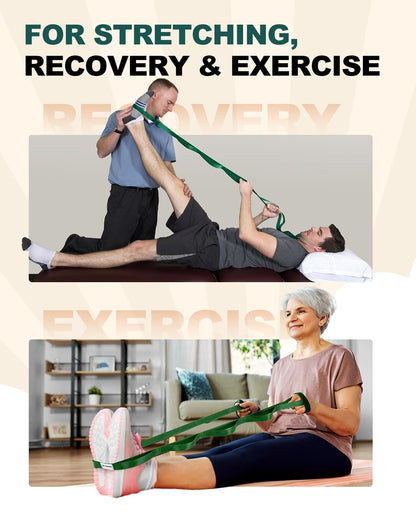 Trideer Stretching Strap Yoga Strap Physical Therapy for Home Workout, Exercise, Pilates and Gymnastics, 10 Loops Non-Elastic Stretch Bands with Aesthetic Packaging for Women & Men - My Store