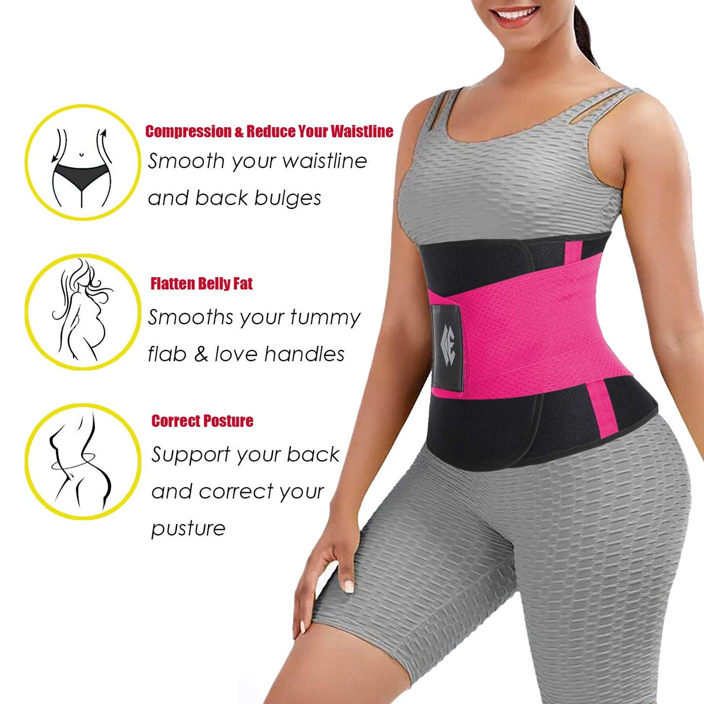 Waist Trainer Belt for Women Man - Waist Trimmer Ab Belt - Tummy Control Body Shaper