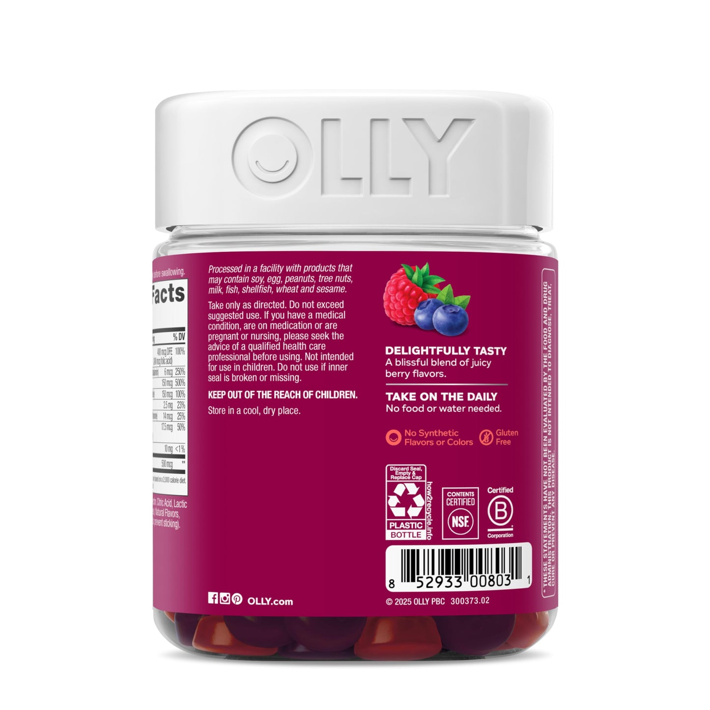 OLLY Women's Multivitamin Gummy, Vitamins A, D, C, E, Biotin, Folic Acid, Adult Chewable Vitamin, Berry Flavor, 45 Day Supply - 90 Count - My Store