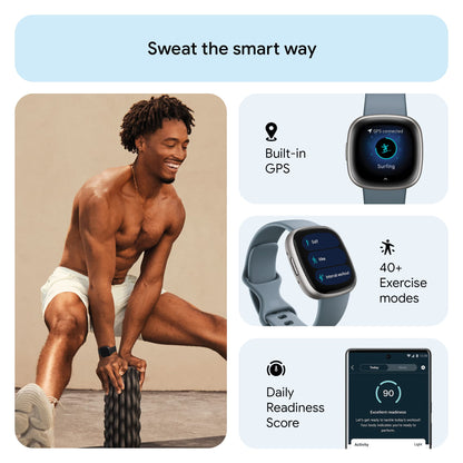 Fitbit Versa 4 Fitness Smartwatch with Daily Readiness, GPS, 24/7 Heart Rate, 40+ Exercise Modes, Sleep Tracking and more, Black/Graphite, One Size (S & L Bands Included) - My Store