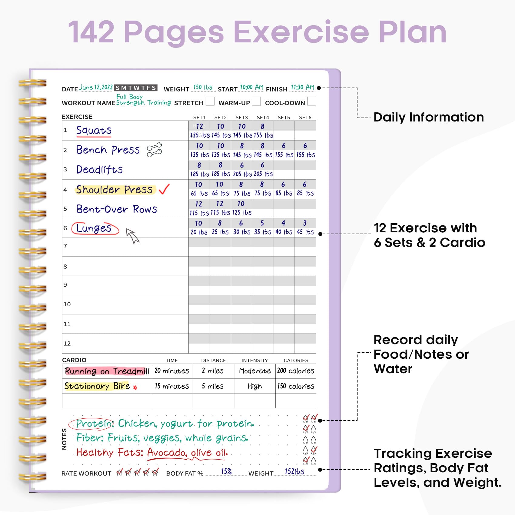 Fitness Workout Journal for Women & Men, A5(5.5" x 8.2") Workout Log Book Planner for Tracking, Progress, and Achieving Your Wellness Goals - Green - My Store