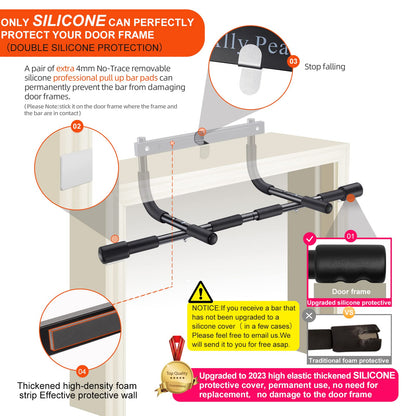 Ally Peaks Pull Up Bar for Doorway | Thickened Steel Max Limit 440 lbs Upper Body Fitness Workout Bar| Multi-Grip Strength for Doorway | Indoor Chin-Up Bar Fitness Trainer for Home Gym Portable - My Store