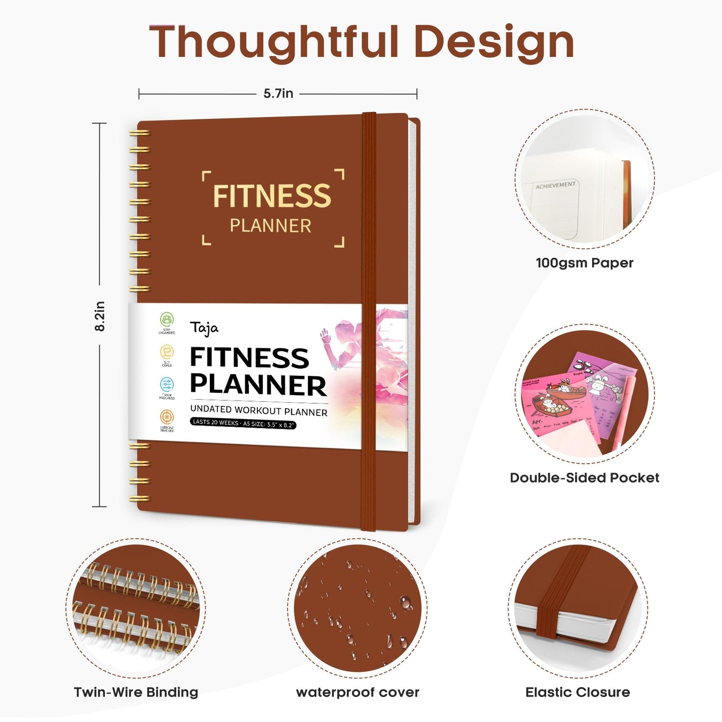 Fitness Workout Journal for Women & Men, A5(5.5" x 8.2") Workout Log Book Planner for Tracking, Progress, and Achieving Your Wellness Goals - Green - My Store