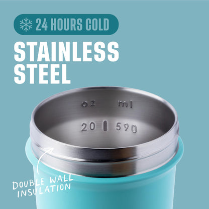 BlenderBottle Strada Shaker Cup Insulated Stainless Steel Water Bottle with Wire Whisk, 24-Ounce, Black - My Store