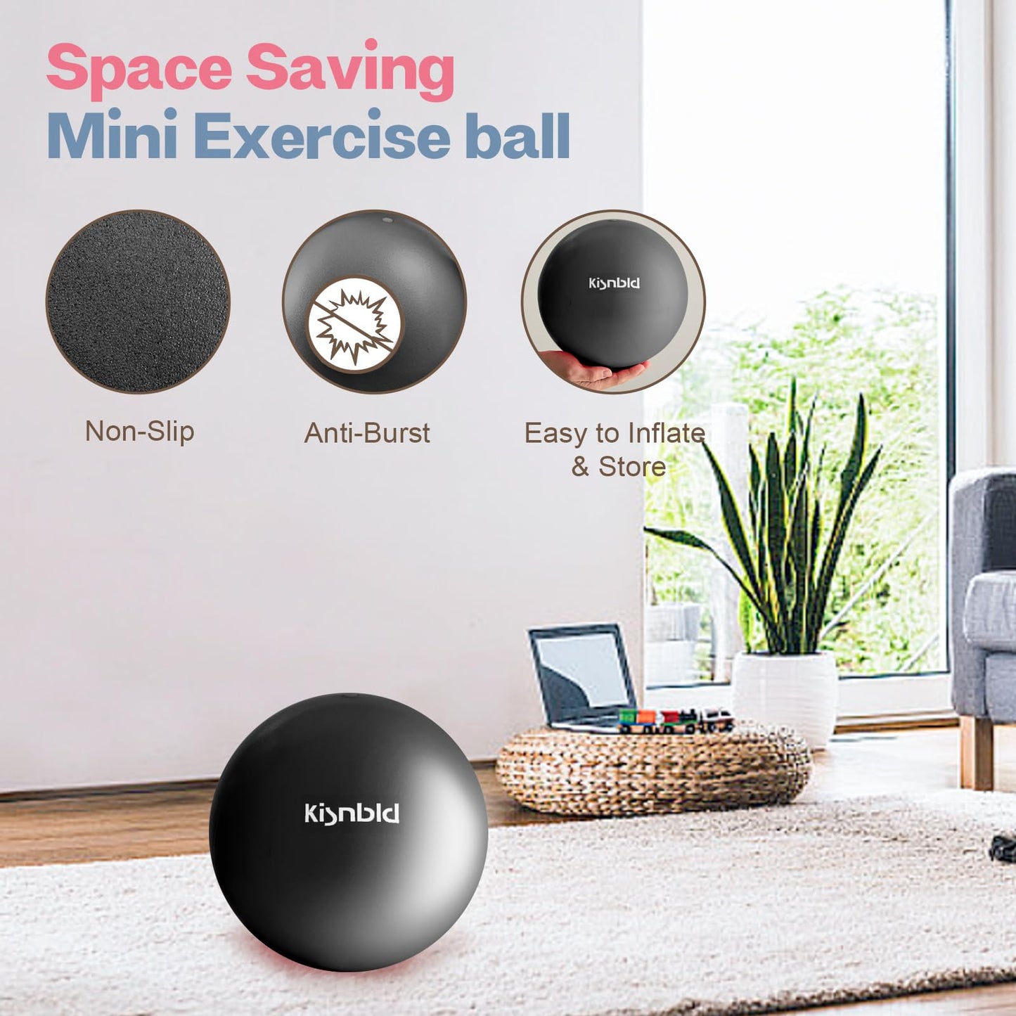 Small Exercise Ball, 9 Inch Mini Pilates Ball, Anti Burst and Slip Resistant Mini Yoga Ball for Stability, Fitness, Physical Therapy, Stretching & Core Strength Workout at Home Gym & Office - My Store