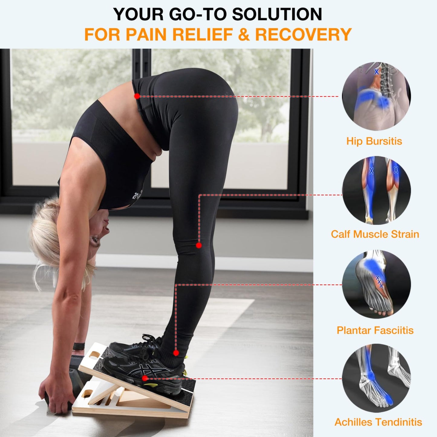 TEMI Slant Board for Calf-Stretching - Wooden Incline Wedge Stretcher for Squats, Foot & Ankle Mobility, Portable Fitness Equipment, Balance Block for Heel Stretch - My Store