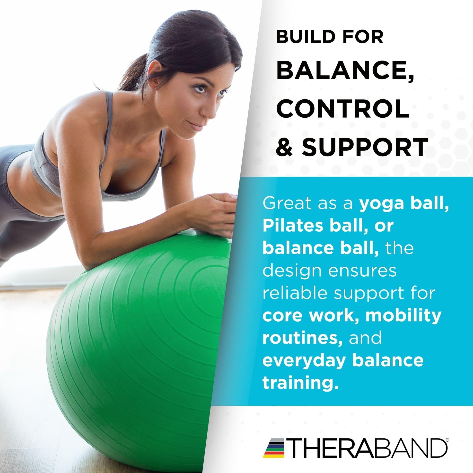 THERABAND Exercise Ball, Stability Ball with 55 cm Diameter for Athletes 5'1" to 5'6" Tall, Standard Fitness Ball for Posture, Balance, Yoga, Pilates, Core, & Rehab, Red - My Store