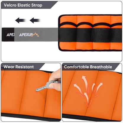 APEXUP 10lbs/Pair Adjustable Ankle Weights for Women and Men, Modularized Leg Weight Straps for Yoga, Walking, Running, Aerobics, Gym