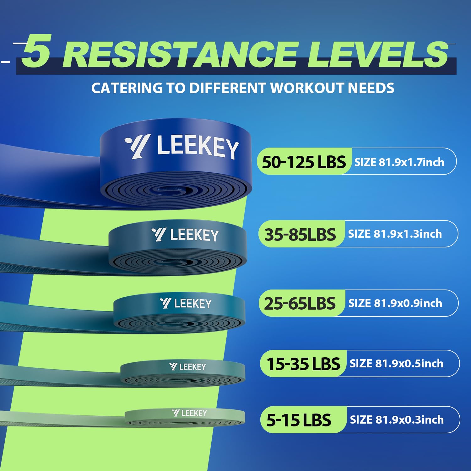 LEEKEY Resistance Bands Set for Pull-Up Assistance & Full-Body Training, Multi-Level Exercise Bands with Bag for Home Workouts, Physical Therapy, Strength Training (Men/Women) - My Store