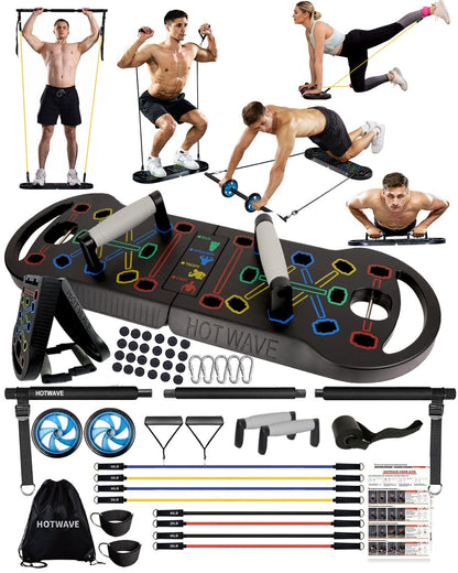HOTWAVE Push Up Board Fitness, Portable Foldable 20 in 1 Push Up Bar at Home Gym, Pushup Handles for Floor. Professional Strength Training Equipment For Man and Women,Patent Pending - My Store