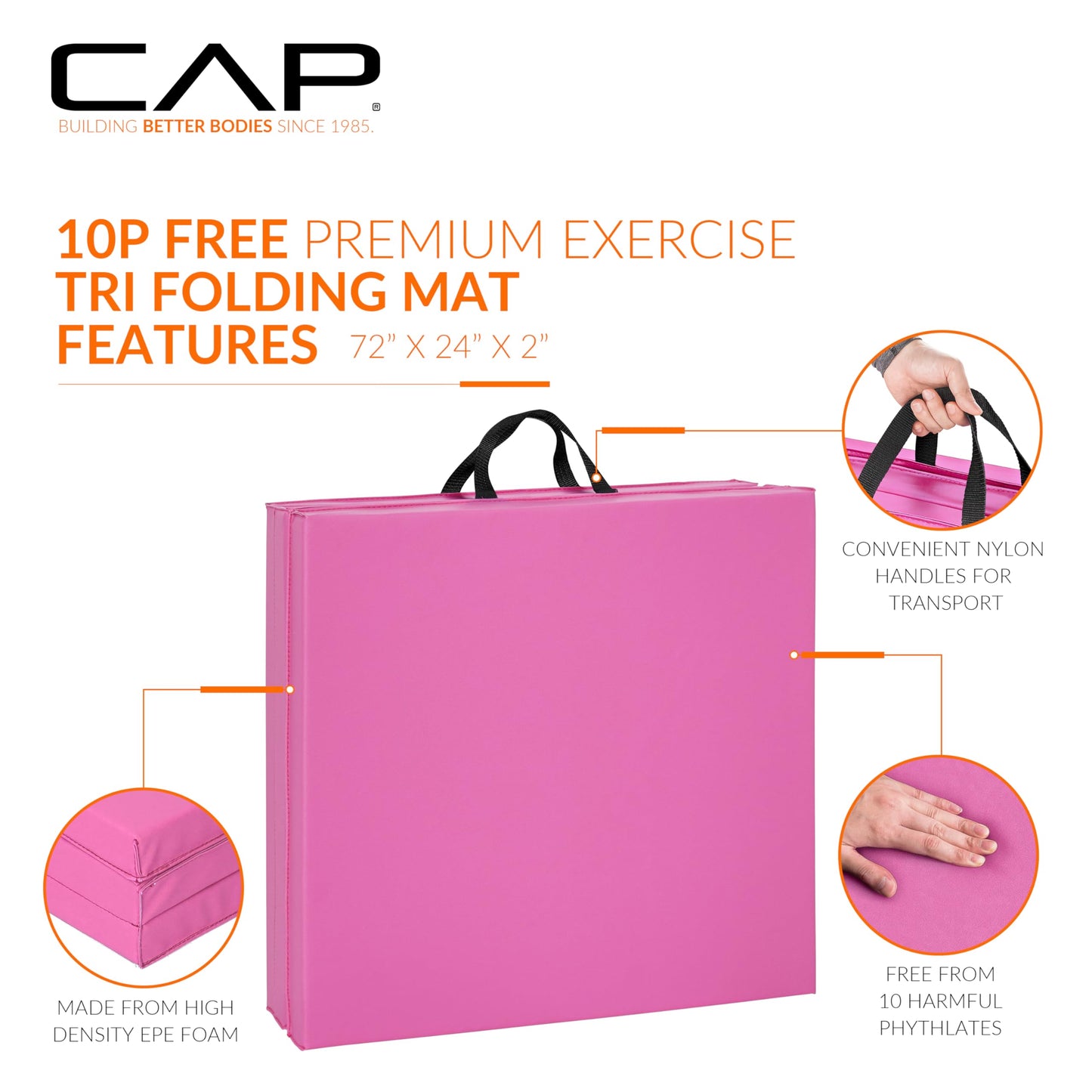 CAP Barbell All Purpose Folding Anti Tear Exercise Training Aerobic Fitness Gym & Gymnastics Balance Mat | Multiple colors
