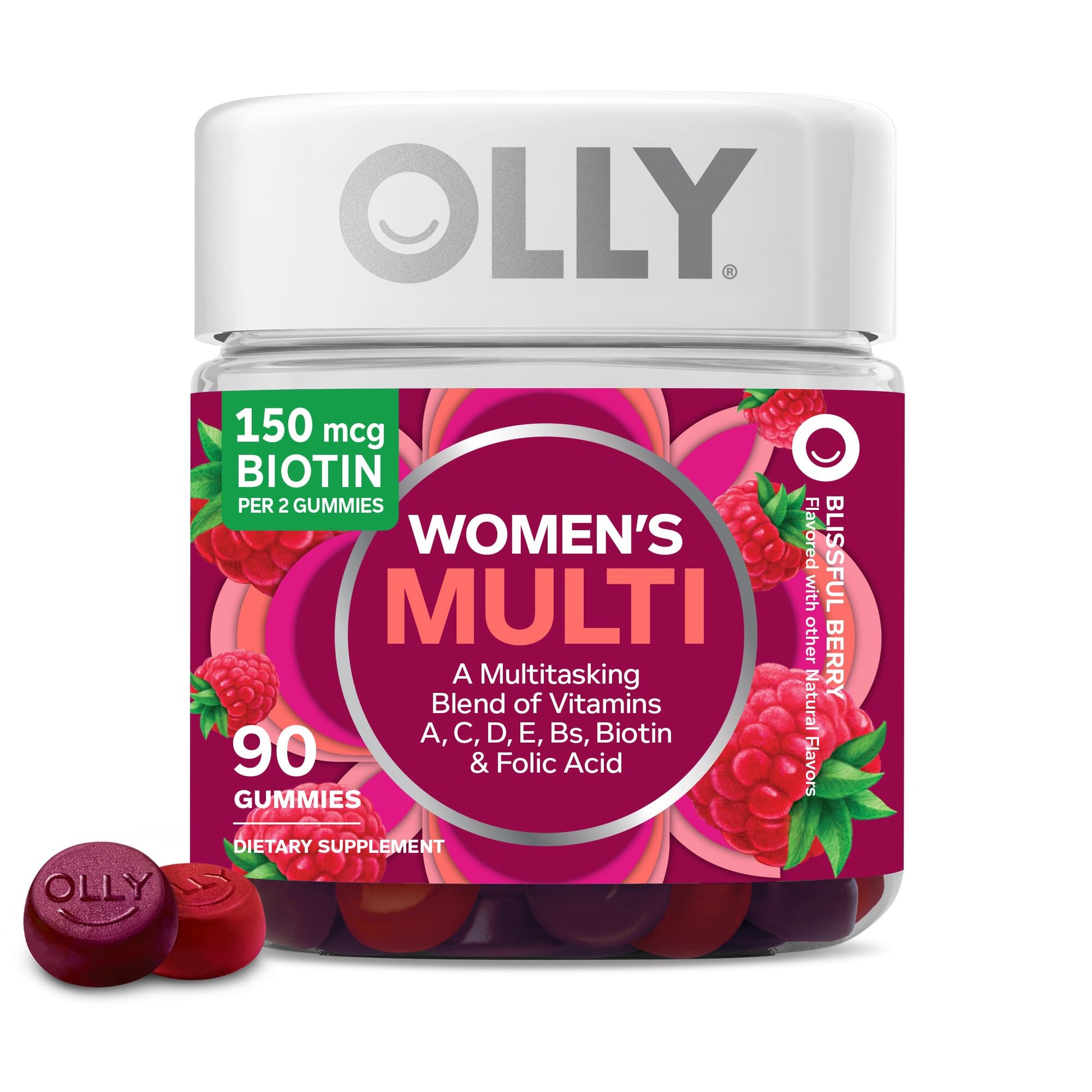 OLLY Women's Multivitamin Gummy, Vitamins A, D, C, E, Biotin, Folic Acid, Adult Chewable Vitamin, Berry Flavor, 45 Day Supply - 90 Count - My Store