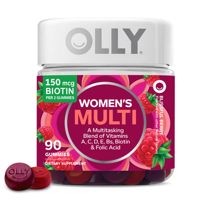 OLLY Women's Multivitamin Gummy, Vitamins A, D, C, E, Biotin, Folic Acid, Adult Chewable Vitamin, Berry Flavor, 45 Day Supply - 90 Count - My Store