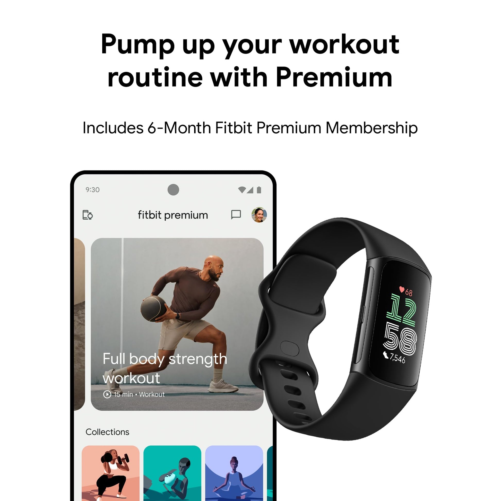 Fitbit Charge 6 Fitness Tracker with Google apps, Heart Rate on Exercise Equipment, 6-Months Premium Membership Included, GPS, Health Tools and More, Obsidian/Black, One Size (S & L Bands Included) - My Store