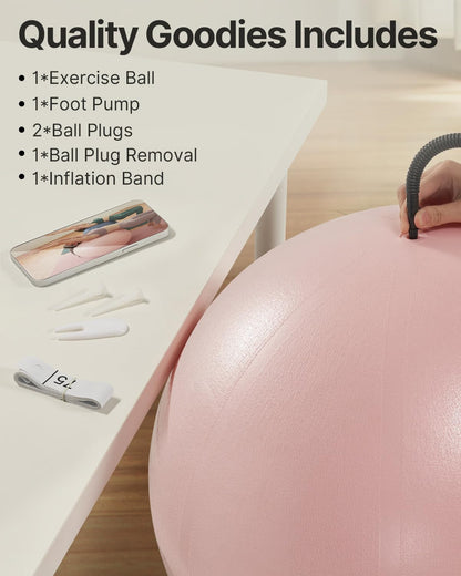 YOTTOY Anti-Burst Exercise Ball for Working Out, Yoga & Pregnancy, Extra Thick Workout Ball for Physical Therapy & Fitness - My Store