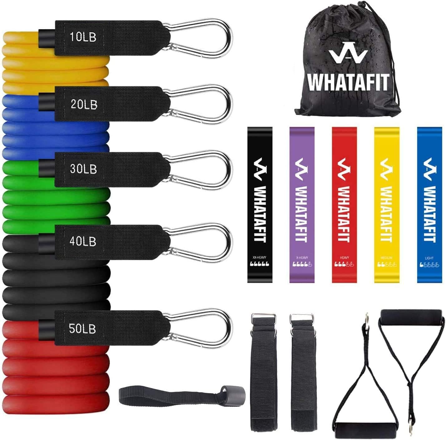 WHATAFIT Resistance Bands, Exercise Bands，Resistance Bands for Working Out, Work Out Bands with Handles for Men and Women Fitness, Strength Training Home Gym Equipment - My Store