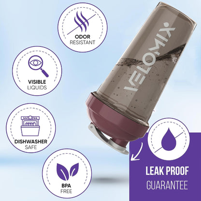 VELOMIX - 2 Pack- 28 oz Protein Shaker Bottles for Protein Mixes - 2x Wire Whisk | Leak Proof Shaker Cups for Protein Shakes | Protein Shaker Bottle Pack (Black/Transparent) - My Store