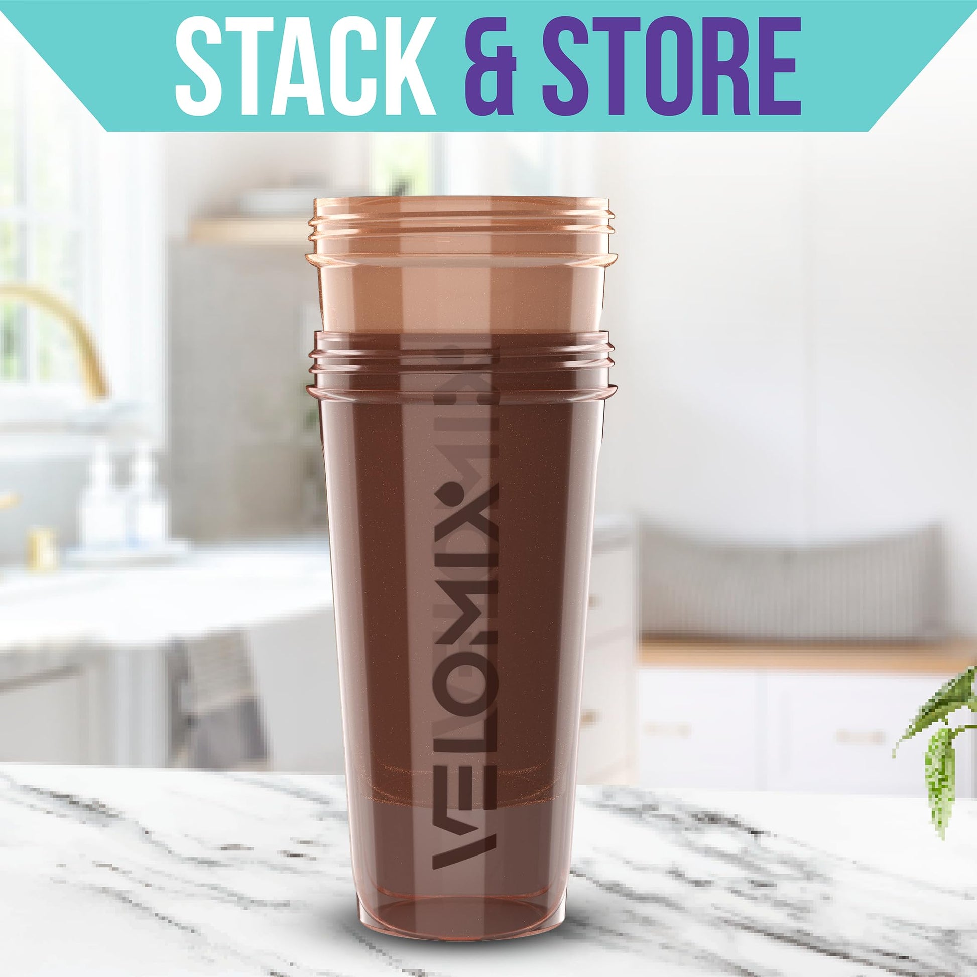 VELOMIX - 2 Pack- 28 oz Protein Shaker Bottles for Protein Mixes - 2x Wire Whisk | Leak Proof Shaker Cups for Protein Shakes | Protein Shaker Bottle Pack (Black/Transparent) - My Store