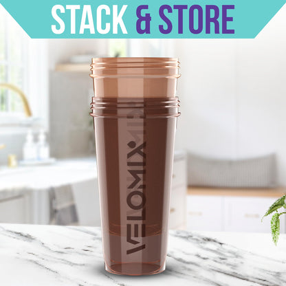 VELOMIX - 2 Pack- 28 oz Protein Shaker Bottles for Protein Mixes - 2x Wire Whisk | Leak Proof Shaker Cups for Protein Shakes | Protein Shaker Bottle Pack (Black/Transparent) - My Store