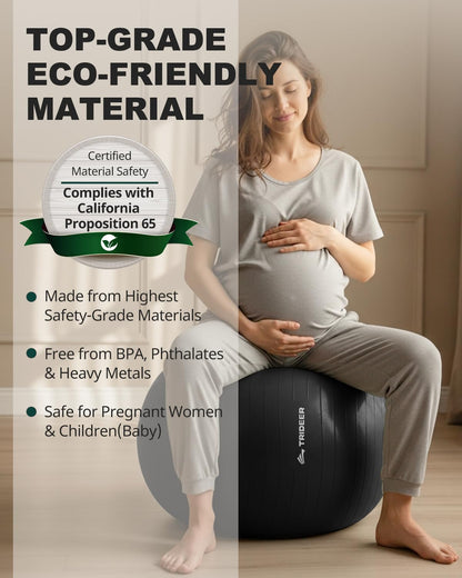 Trideer Extra Thick Yoga Ball Exercise Ball, 5 Sizes Gym Ball, Heavy Duty Ball Chair for Balance, Stability, Pregnancy, Quick Pump Included - My Store