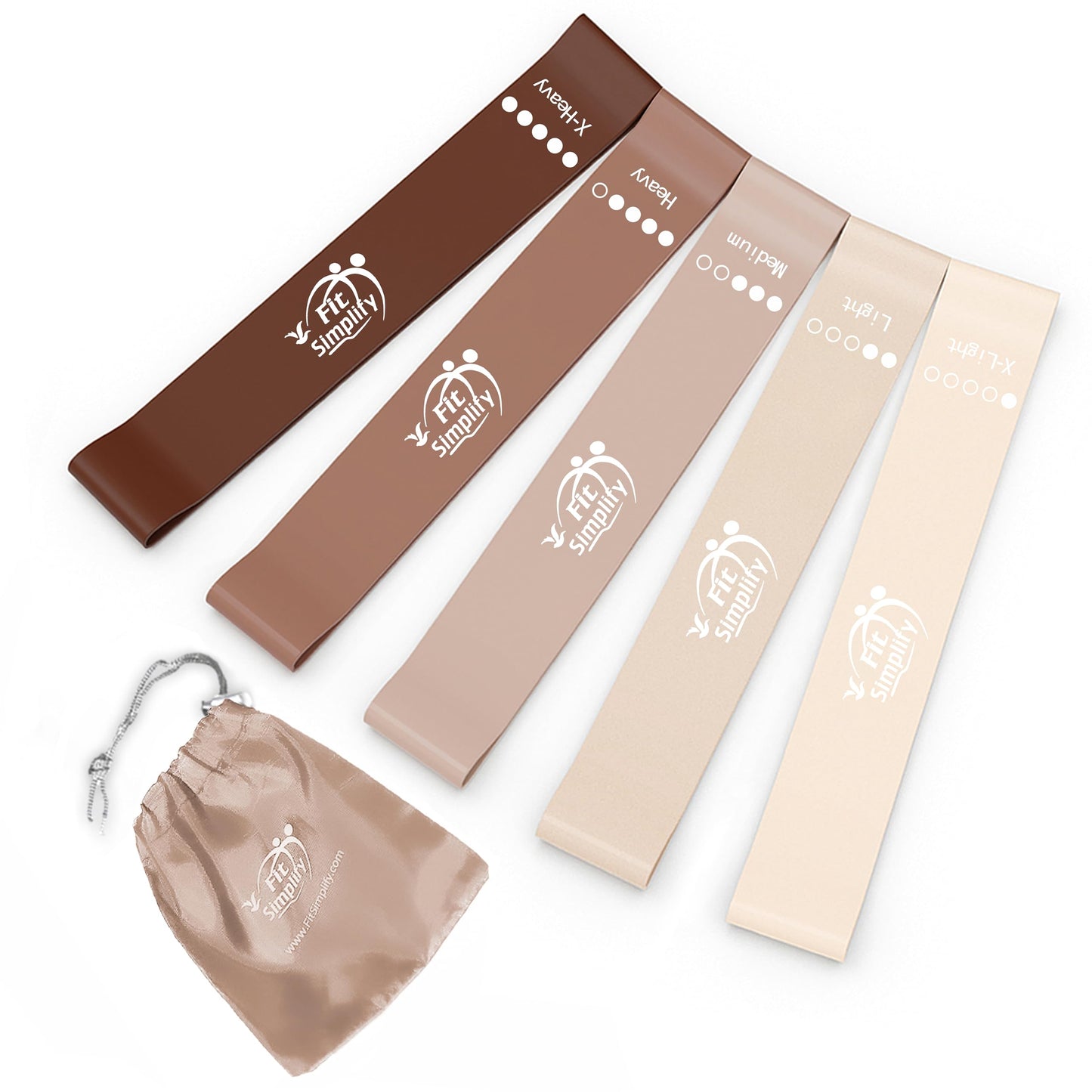 Fit Simplify Resistance Loop Exercise Bands with Instruction Guide and Carry Bag, Set of 5 - My Store