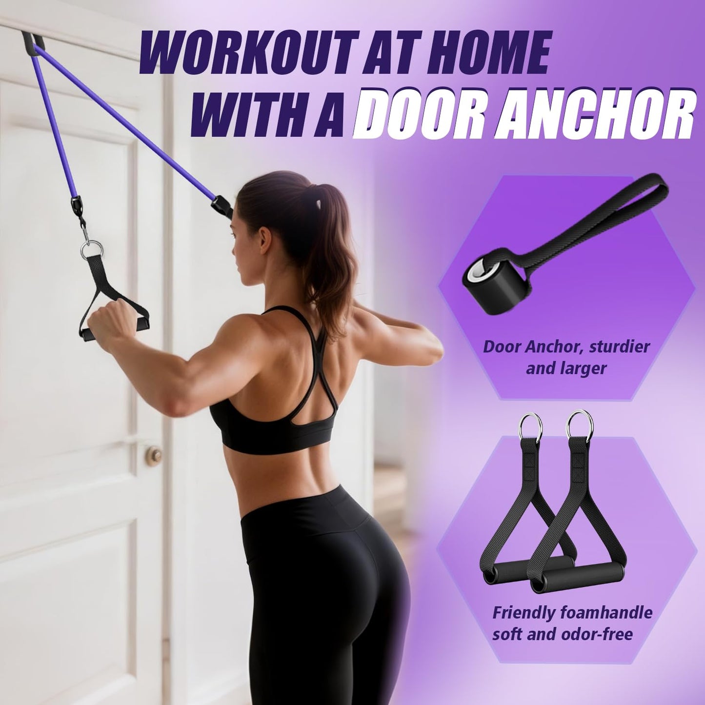 WHATAFIT Resistance Bands, Exercise Bands，Resistance Bands for Working Out, Work Out Bands with Handles for Men and Women Fitness, Strength Training Home Gym Equipment - My Store
