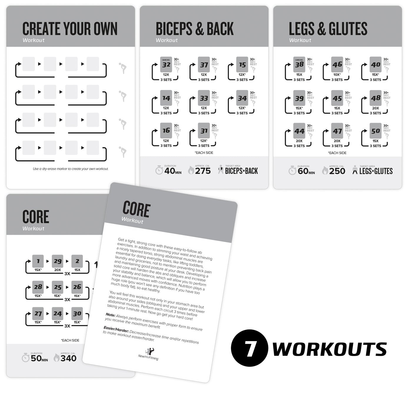 NewMe Fitness Stretching Workout Cards, Instructional Fitness Deck for Women & Men, Beginner Fitness Guide to Training Exercises at Home or Gym - My Store