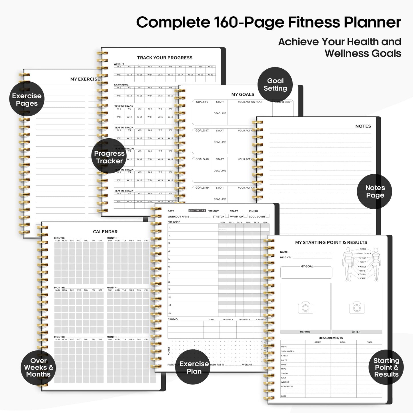 Fitness Workout Journal for Women & Men, A5(5.5" x 8.2") Workout Log Book Planner for Tracking, Progress, and Achieving Your Wellness Goals - Green - My Store