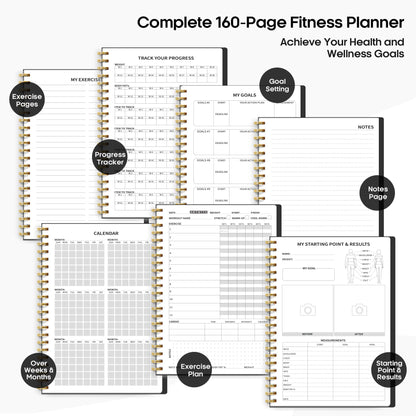 Fitness Workout Journal for Women & Men, A5(5.5" x 8.2") Workout Log Book Planner for Tracking, Progress, and Achieving Your Wellness Goals - Green - My Store