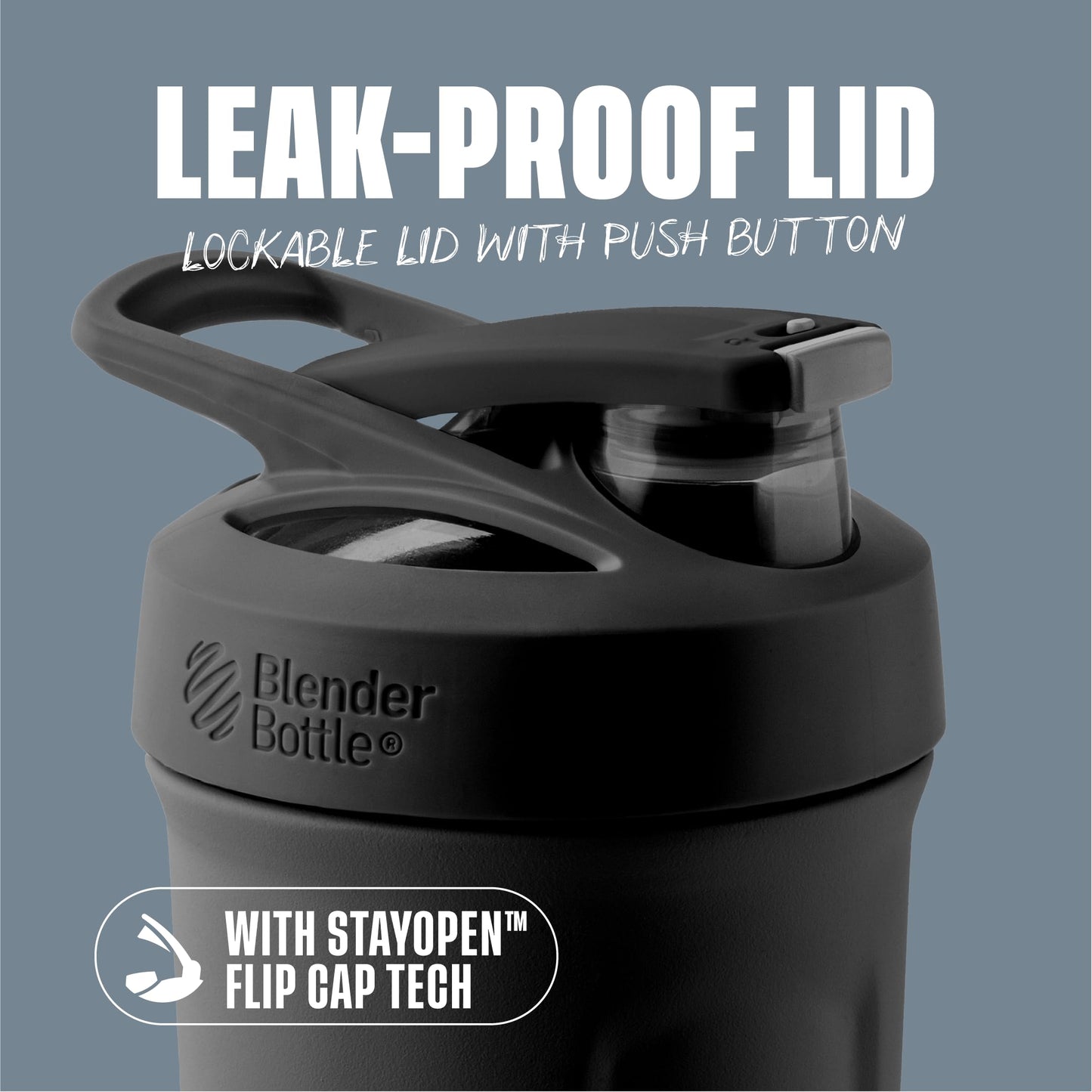 BlenderBottle Strada Shaker Cup Insulated Stainless Steel Water Bottle with Wire Whisk, 24-Ounce, Black - My Store