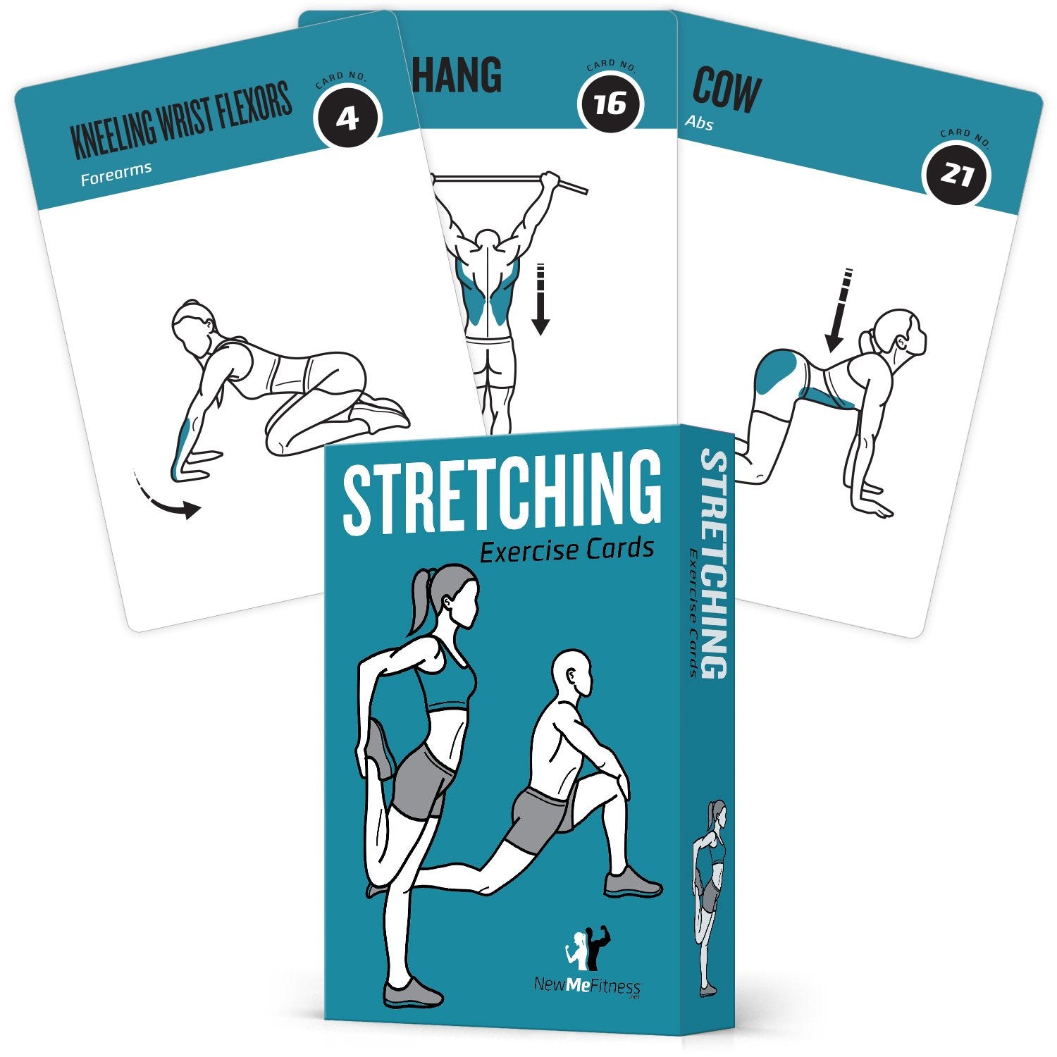NewMe Fitness Stretching Workout Cards, Instructional Fitness Deck for Women & Men, Beginner Fitness Guide to Training Exercises at Home or Gym - My Store