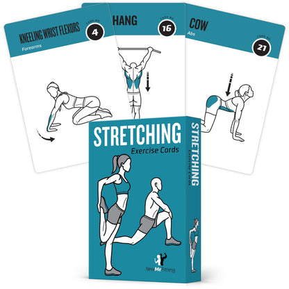 NewMe Fitness Stretching Workout Cards, Instructional Fitness Deck for Women & Men, Beginner Fitness Guide to Training Exercises at Home or Gym - My Store