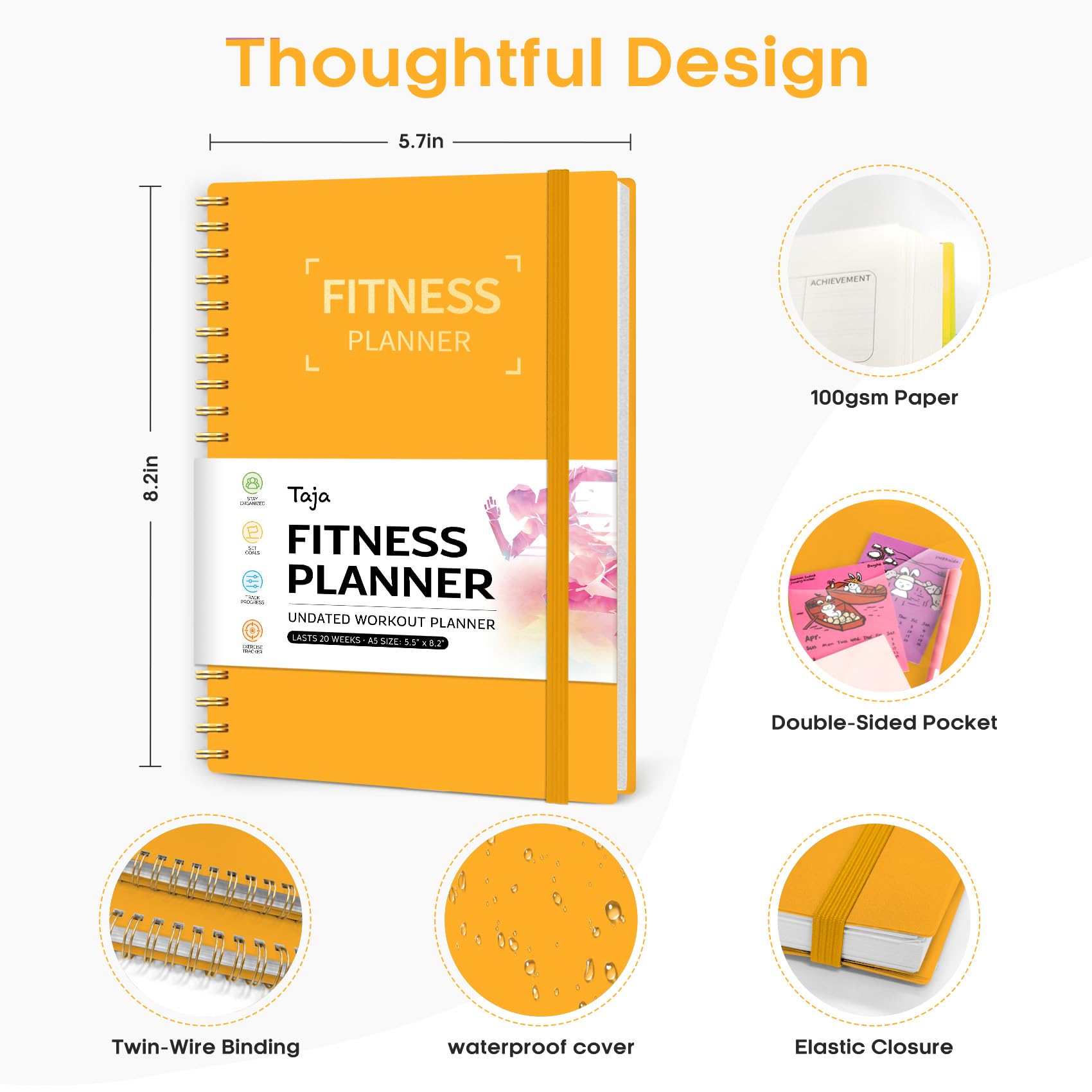 Fitness Workout Journal for Women & Men, A5(5.5" x 8.2") Workout Log Book Planner for Tracking, Progress, and Achieving Your Wellness Goals - Green - My Store