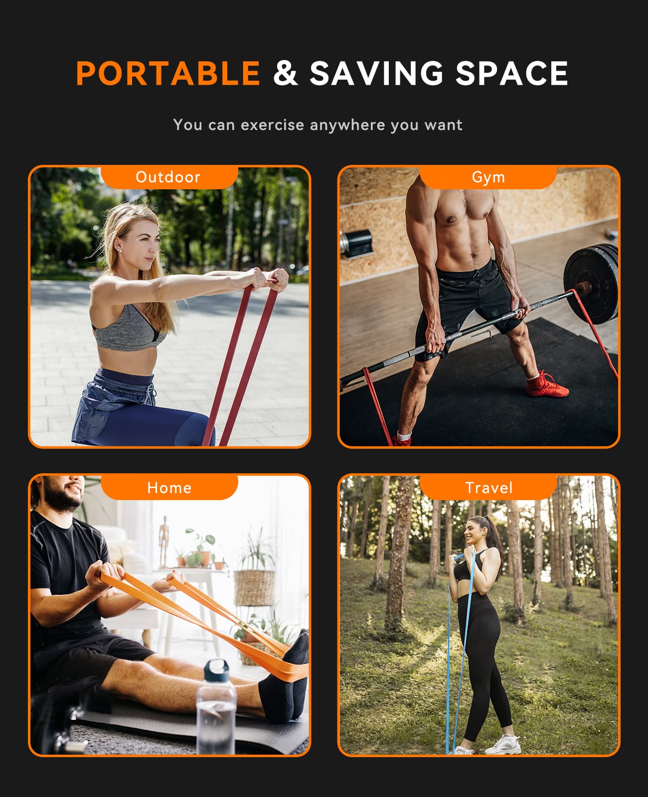 SUNPOW Pull Up Assistance Bands - Set of 5 Resistance Heavy Duty Workout Exercise Stretch Fitness Bands Assist Set for Body, Instruction Guide and Carry Bag Included - My Store