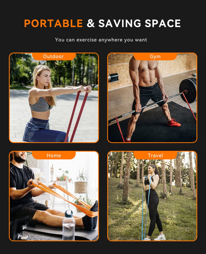 SUNPOW Pull Up Assistance Bands - Set of 5 Resistance Heavy Duty Workout Exercise Stretch Fitness Bands Assist Set for Body, Instruction Guide and Carry Bag Included - My Store