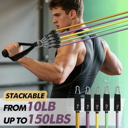 WHATAFIT Resistance Bands, Exercise Bands，Resistance Bands for Working Out, Work Out Bands with Handles for Men and Women Fitness, Strength Training Home Gym Equipment - My Store