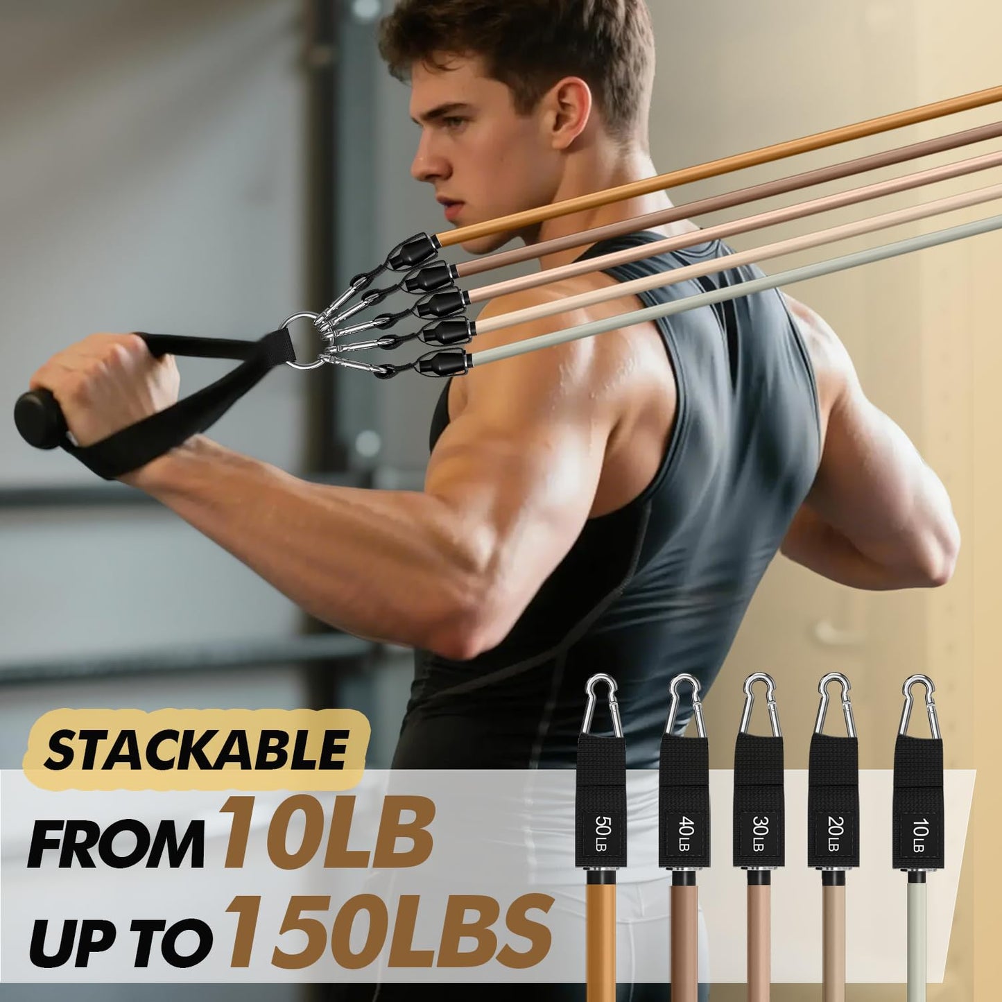 WHATAFIT Resistance Bands, Exercise Bands，Resistance Bands for Working Out, Work Out Bands with Handles for Men and Women Fitness, Strength Training Home Gym Equipment - My Store