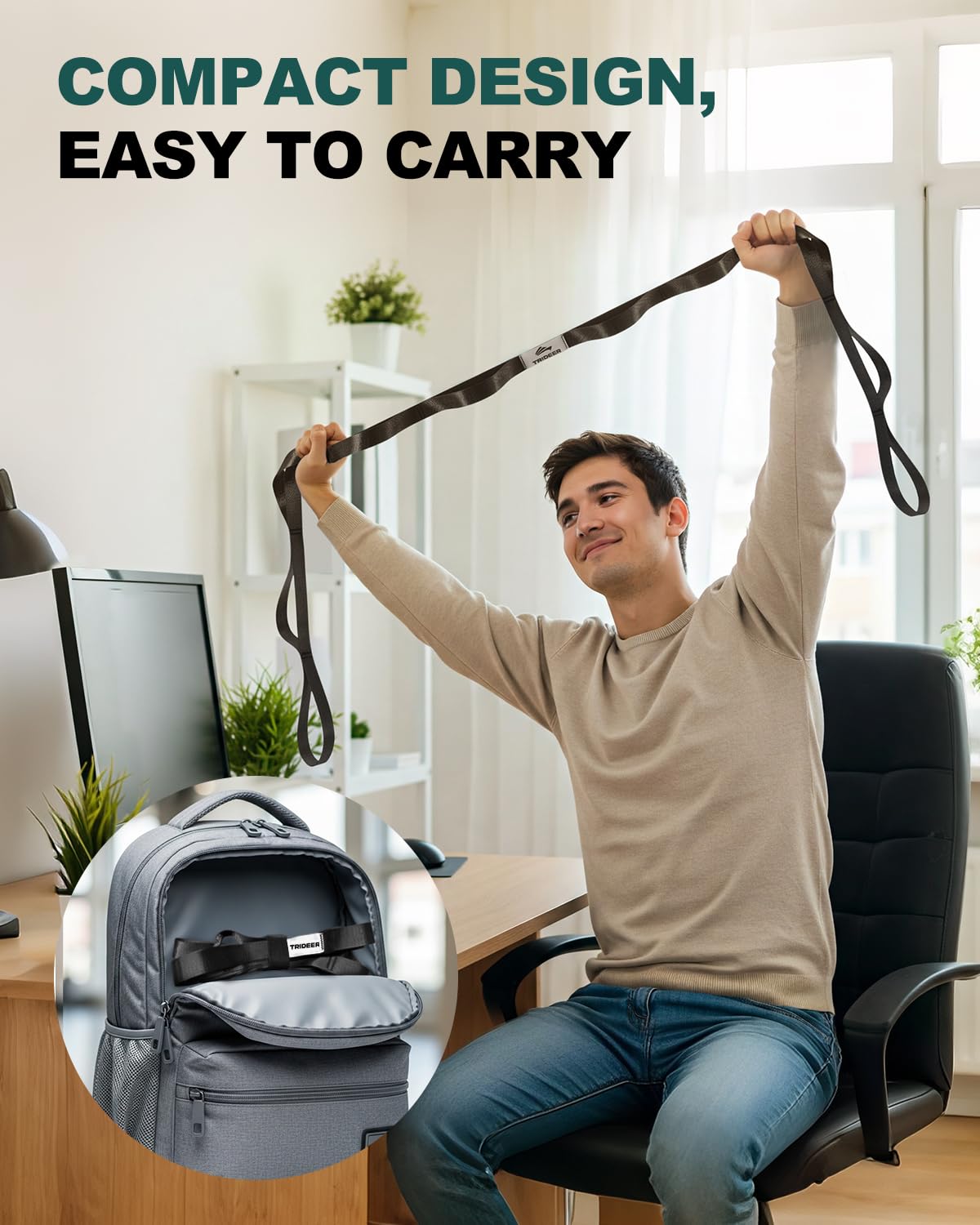 Trideer Stretching Strap Yoga Strap Physical Therapy for Home Workout, Exercise, Pilates and Gymnastics, 10 Loops Non-Elastic Stretch Bands with Aesthetic Packaging for Women & Men - My Store