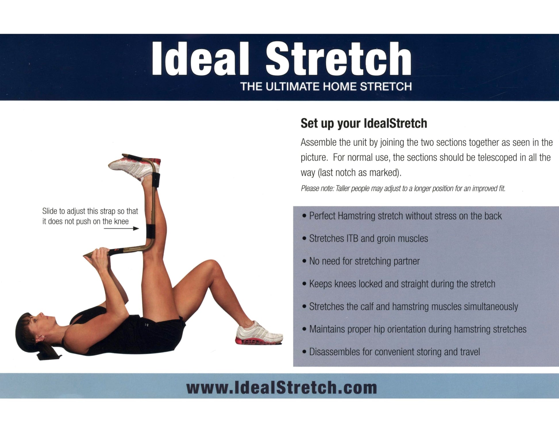 IdealStretch Original – Hamstring Stretcher, Lower Back Stretcher, Hip Stretcher, & Calf Stretcher - Knee Extension & Pain Relief - My Store